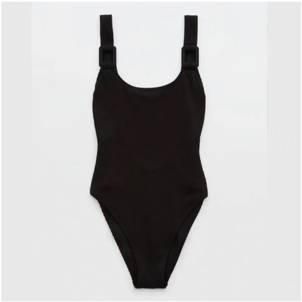NWT Aerie Black Ribbed Swimsuit - Picture 3 of 9